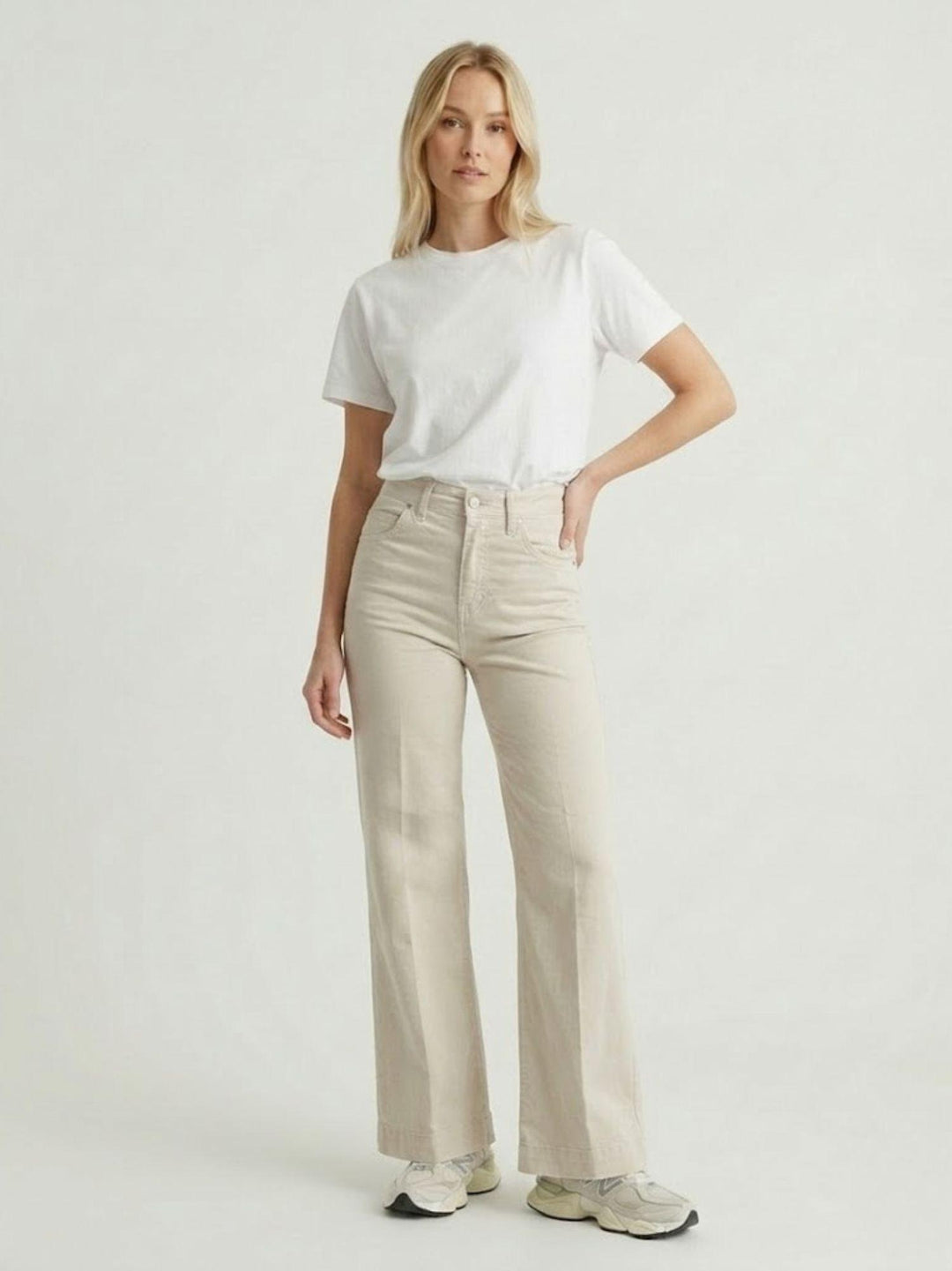 Pantaloni a palazzo in cotone beige 80534-3GB BEIGE ANDREA MORANDO 