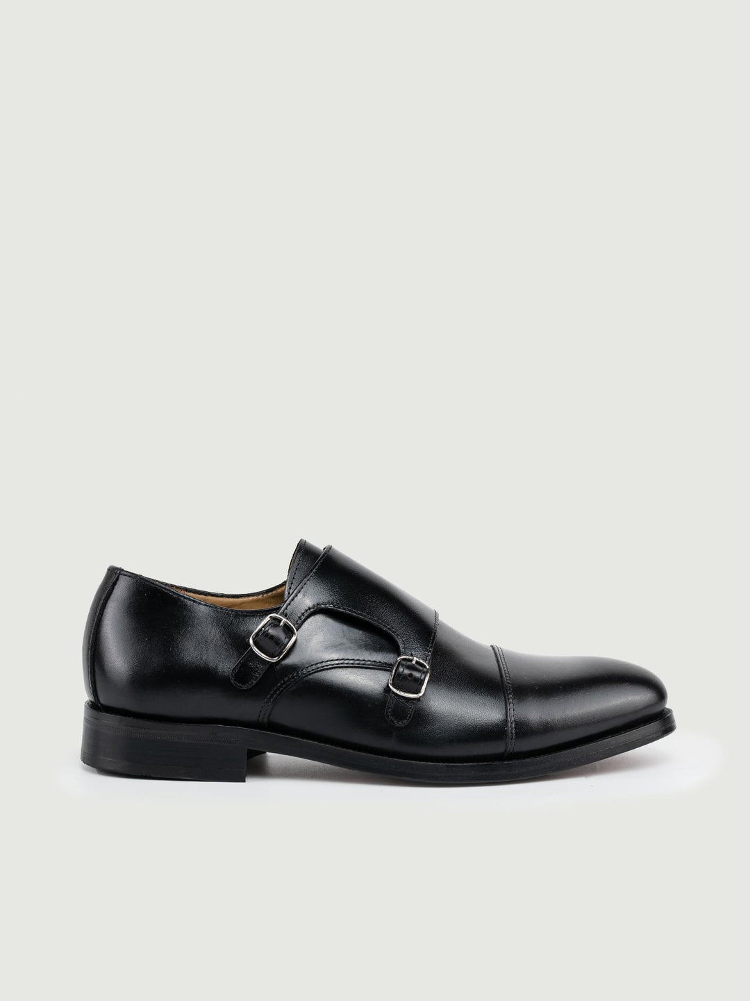 DOPPIA FIBBIA IN PELLE NERA 1441 BLACK SAXONE 