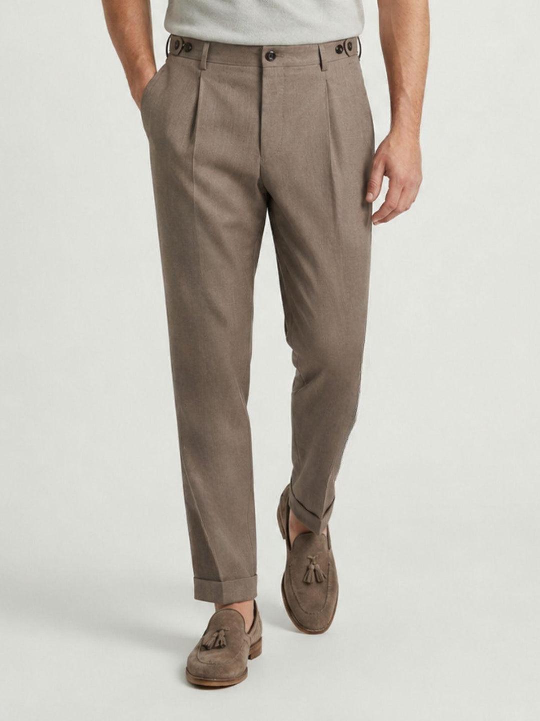 Pantalone con pinces color fango GALILEO FANGO ANDREA MORANDO 