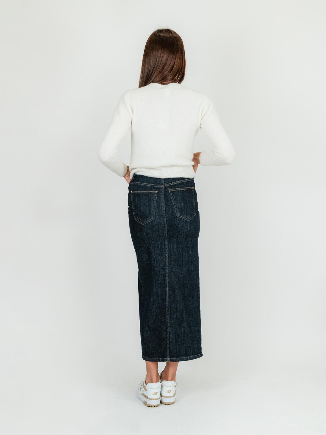GONNA LUNGA IN DENIM SCURO