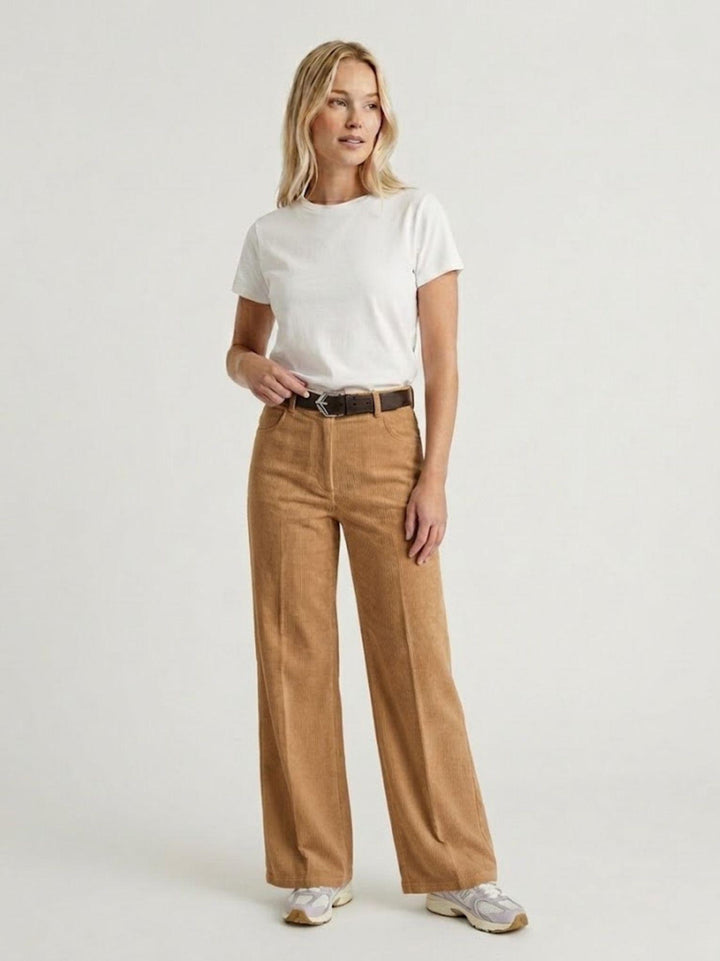 Pantalone a palazzo gamba ampia in cotone kaki 5546 KAKY ANDREA MORANDO 