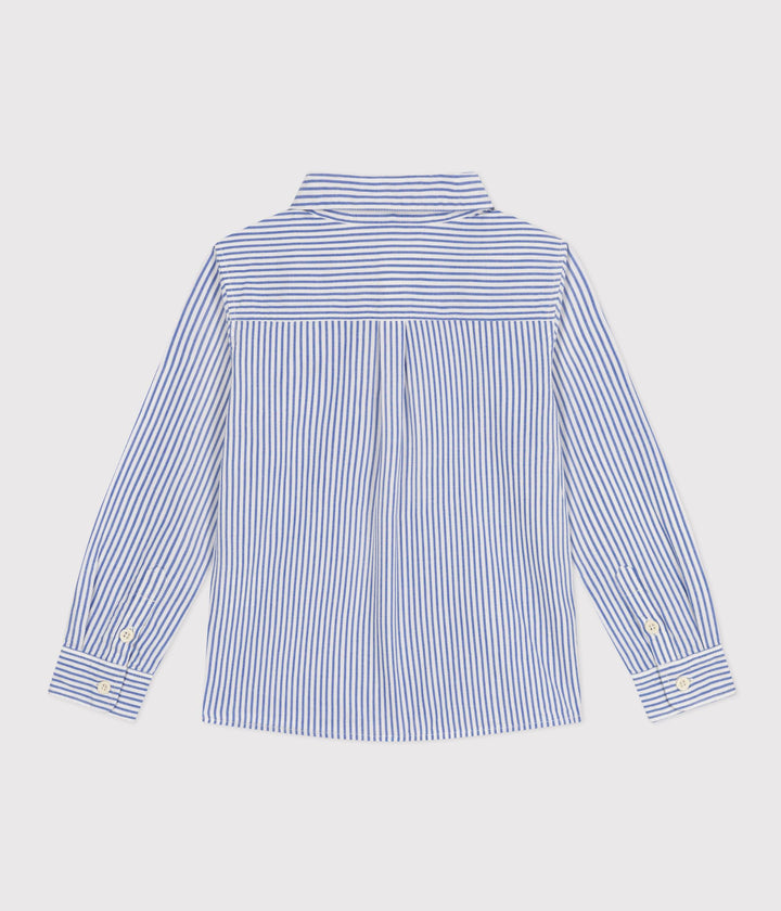 CAMICIA A RIGHE AZZURRE BAMBINO A09O6 01 PETIT BATEAU 