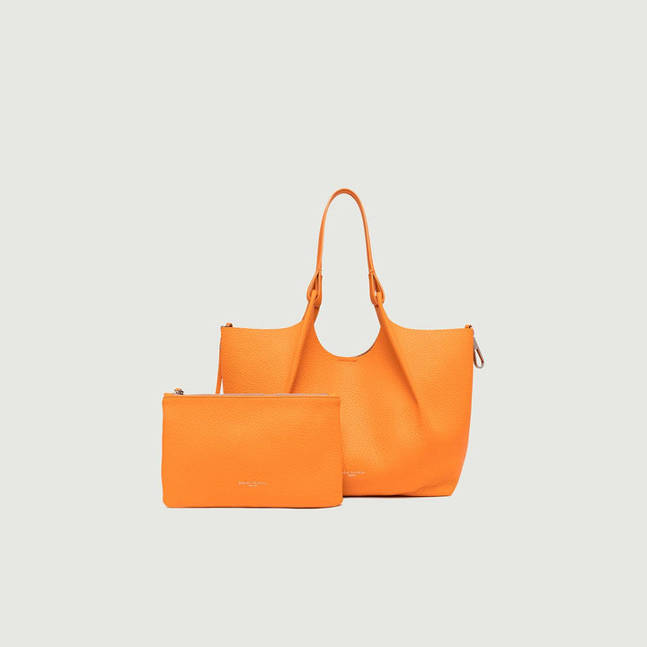 BORSA A SPALLA DUA IN PELLE MARTELLATA FLAME ORANGE BS 9720/24PE RNGDBL 13316 GIANNI CHIARINI 