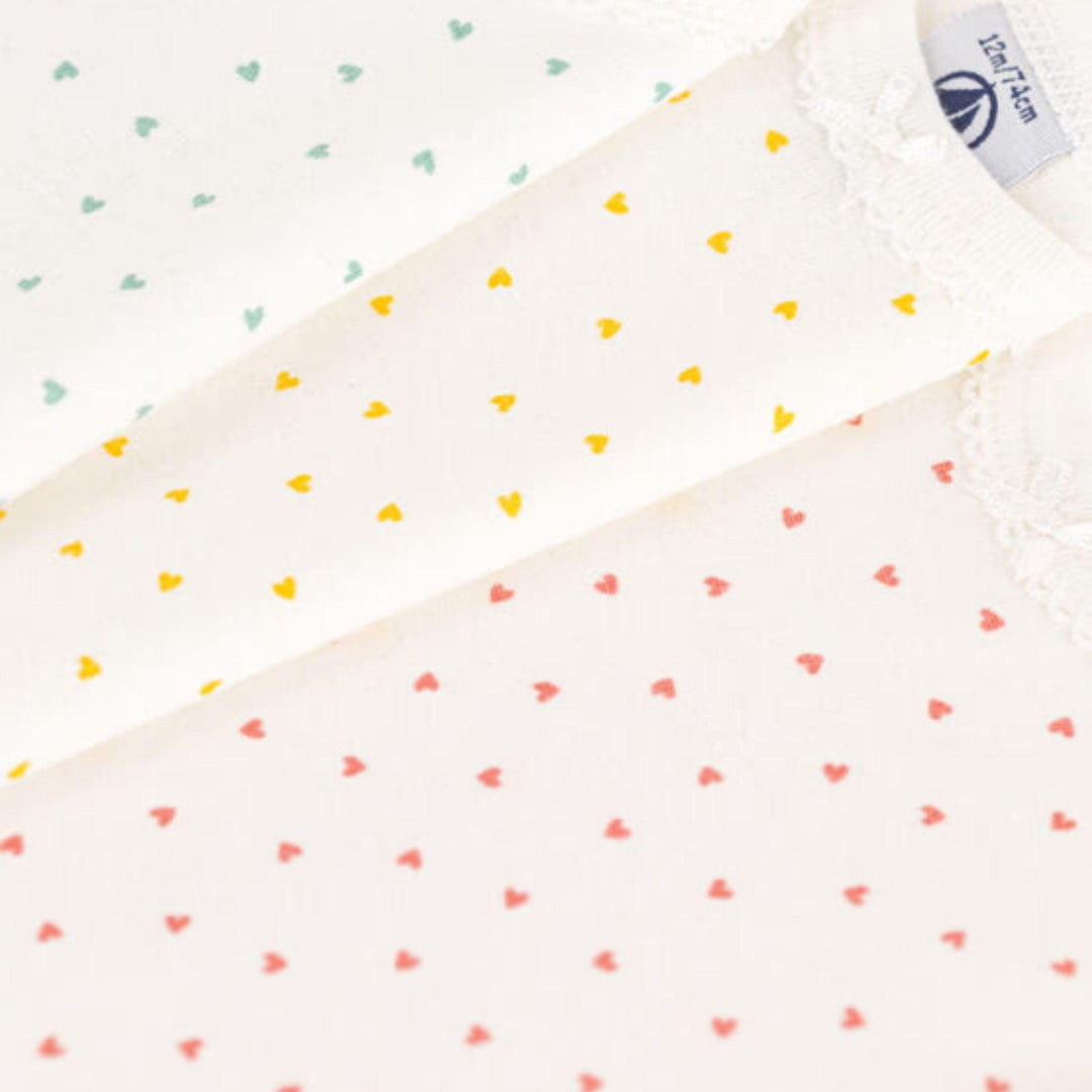 CONFEZIONE DA 3 BODY CON CUORI IN COTONE A09XK 00 PETIT BATEAU 