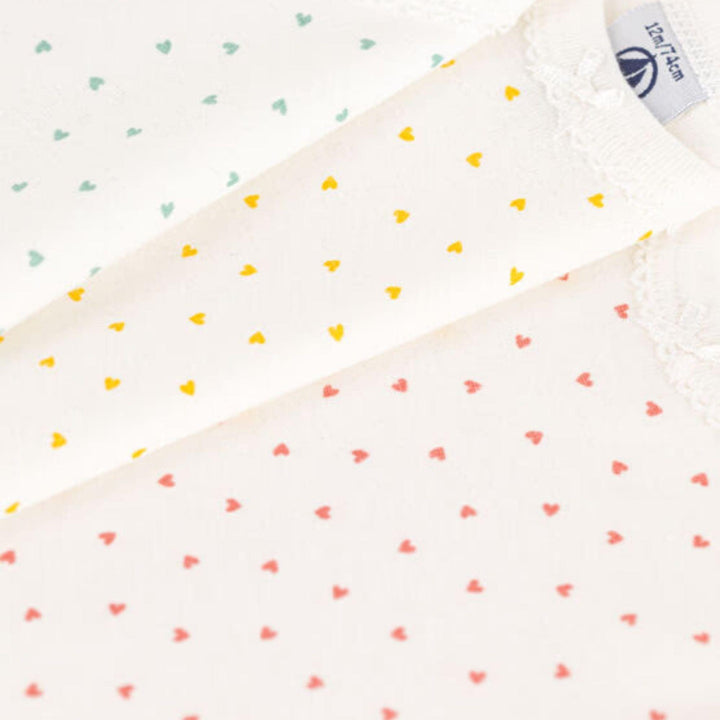 CONFEZIONE DA 3 BODY CON CUORI IN COTONE A09XK 00 PETIT BATEAU 