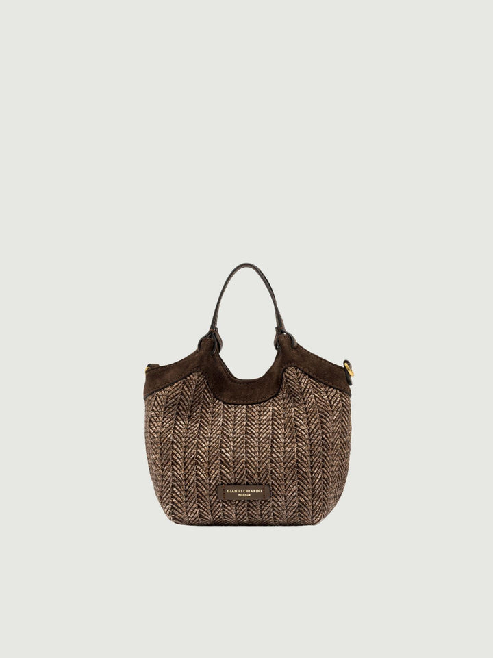 Borsa Dua in paglia intrecciata choco piccola BS 12338/COMM PGLSPG 13840 GIANNI CHIARINI 