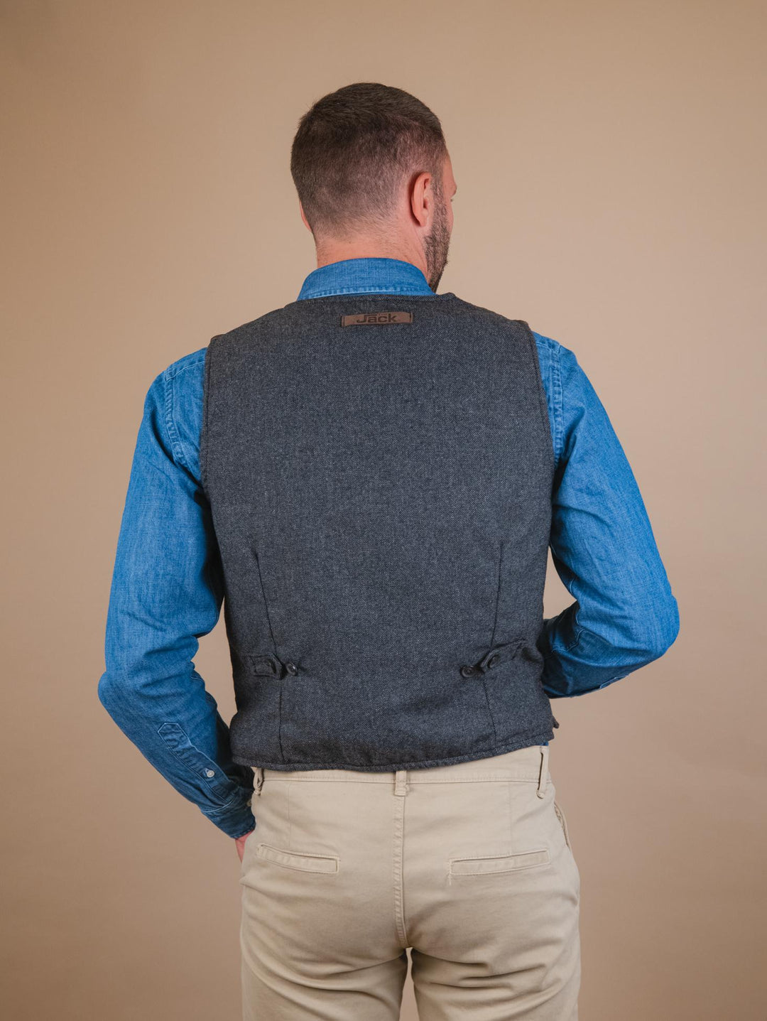 GILET IN CAMOSCIO VERDE E MISTO LANA "LORRY" LORR 704 JACK LEATHER 