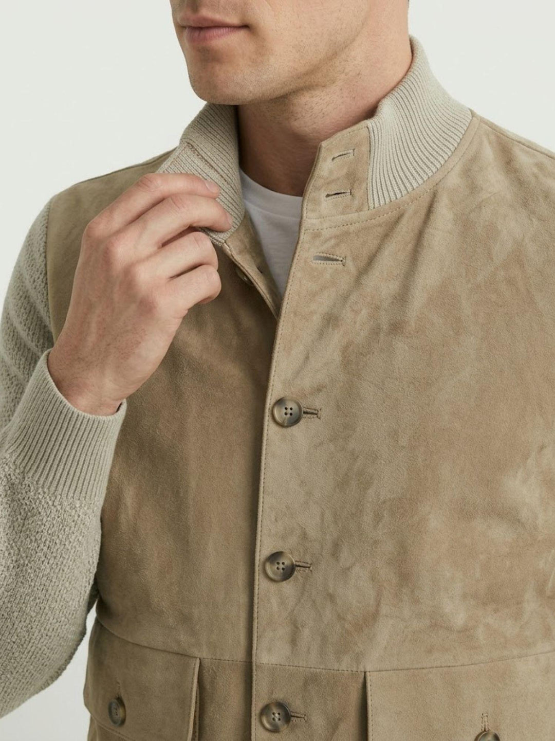 Giacca Riverside Knit in camoscio e maglia sabbia RIVERSIDE 11 JACK LEATHER 