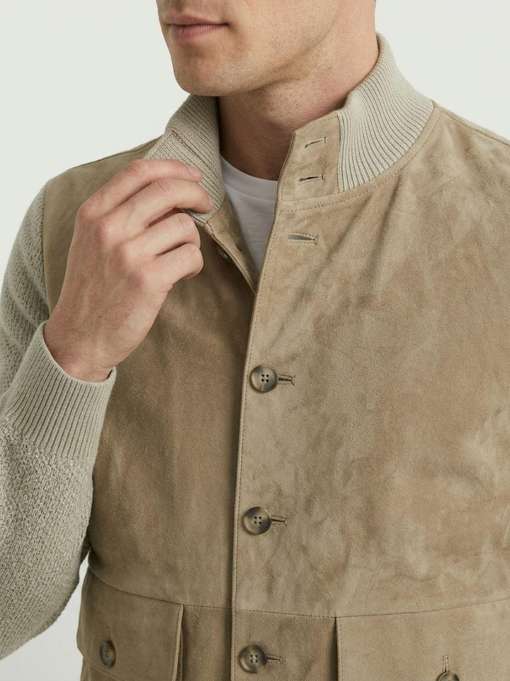 Giacca Riverside Knit in camoscio e maglia sabbia RIVERSIDE 11 JACK LEATHER 