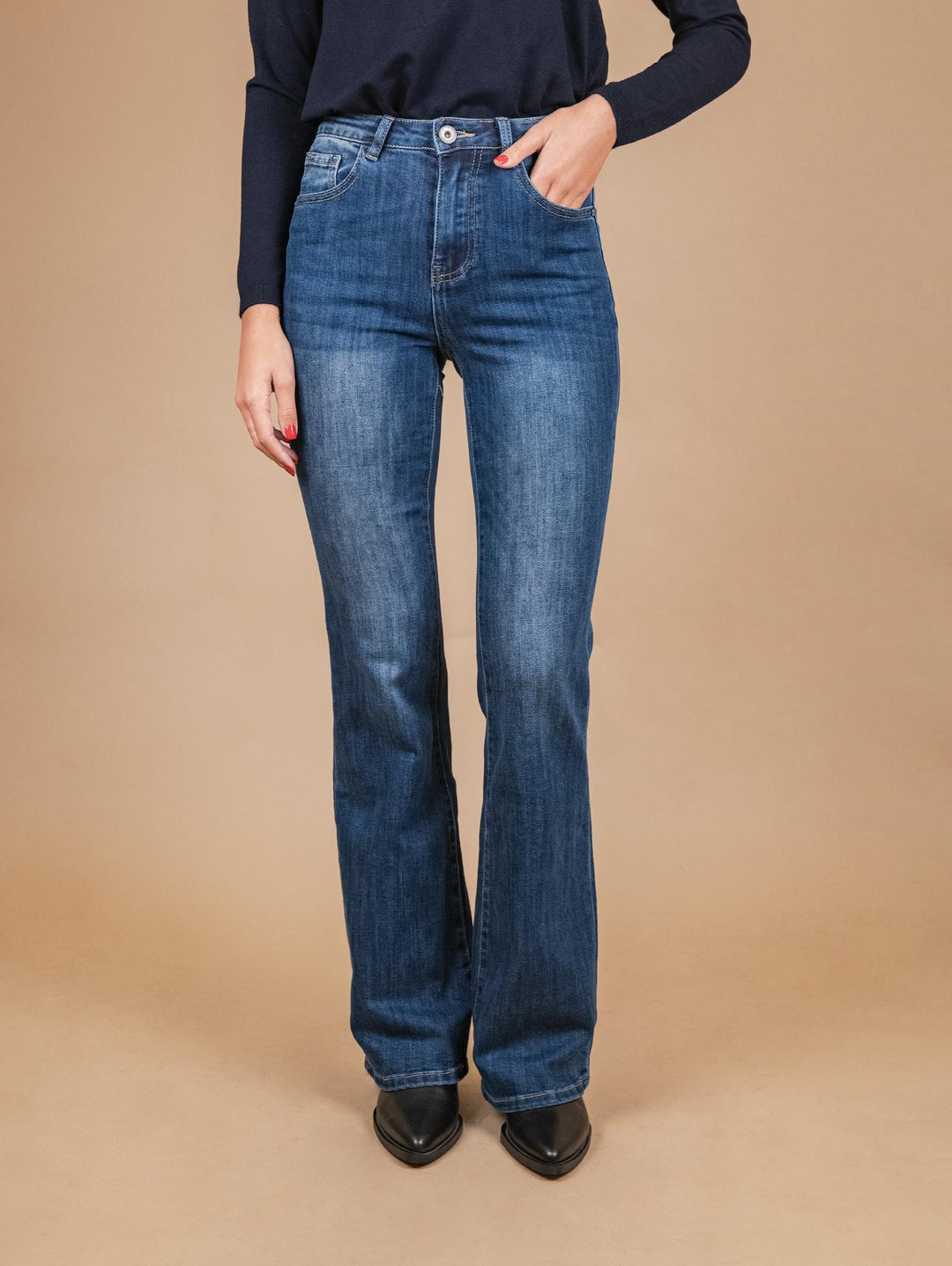JEANS A ZAMPA ELASTICIZZATO DENIM SCURO 1353 DENIM SCURO ANDREA MORANDO 