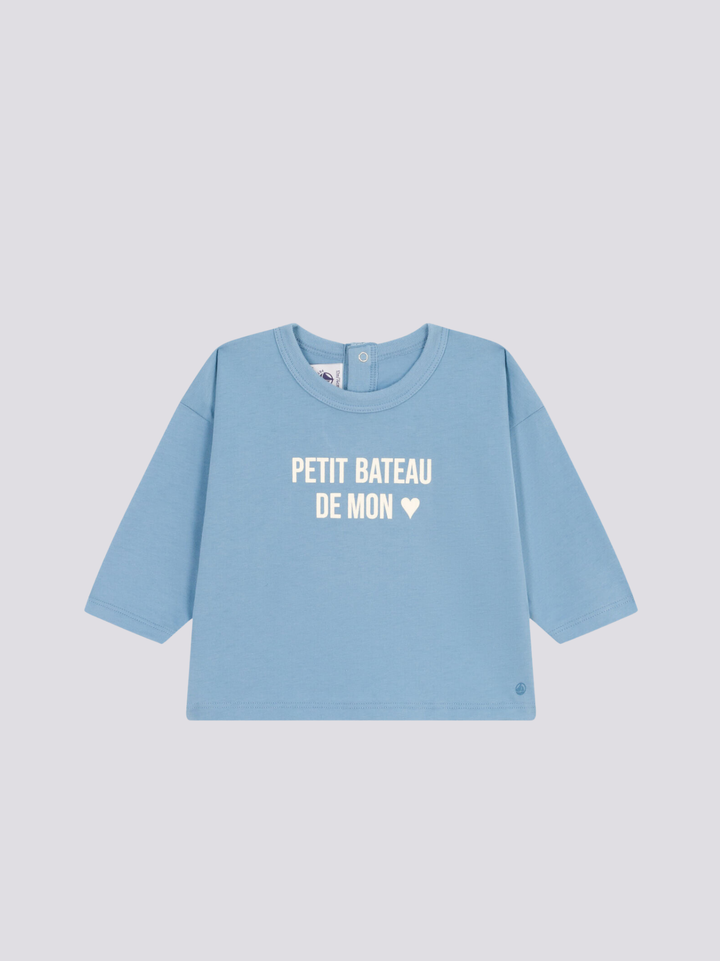 MAGLIA A MANICHE LUNGHE IN JERSEY A08G7 02 PETIT BATEAU 