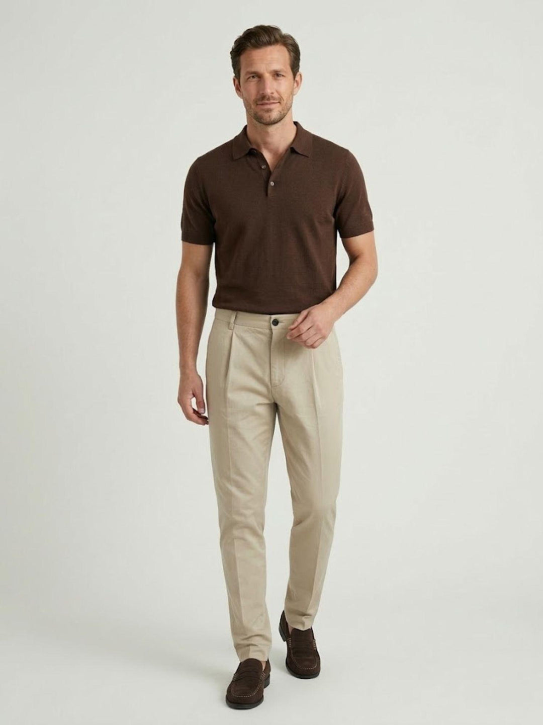 Pantalone con tasche americane lino cotone beige CO0515M 2018 ANDREA MORANDO 