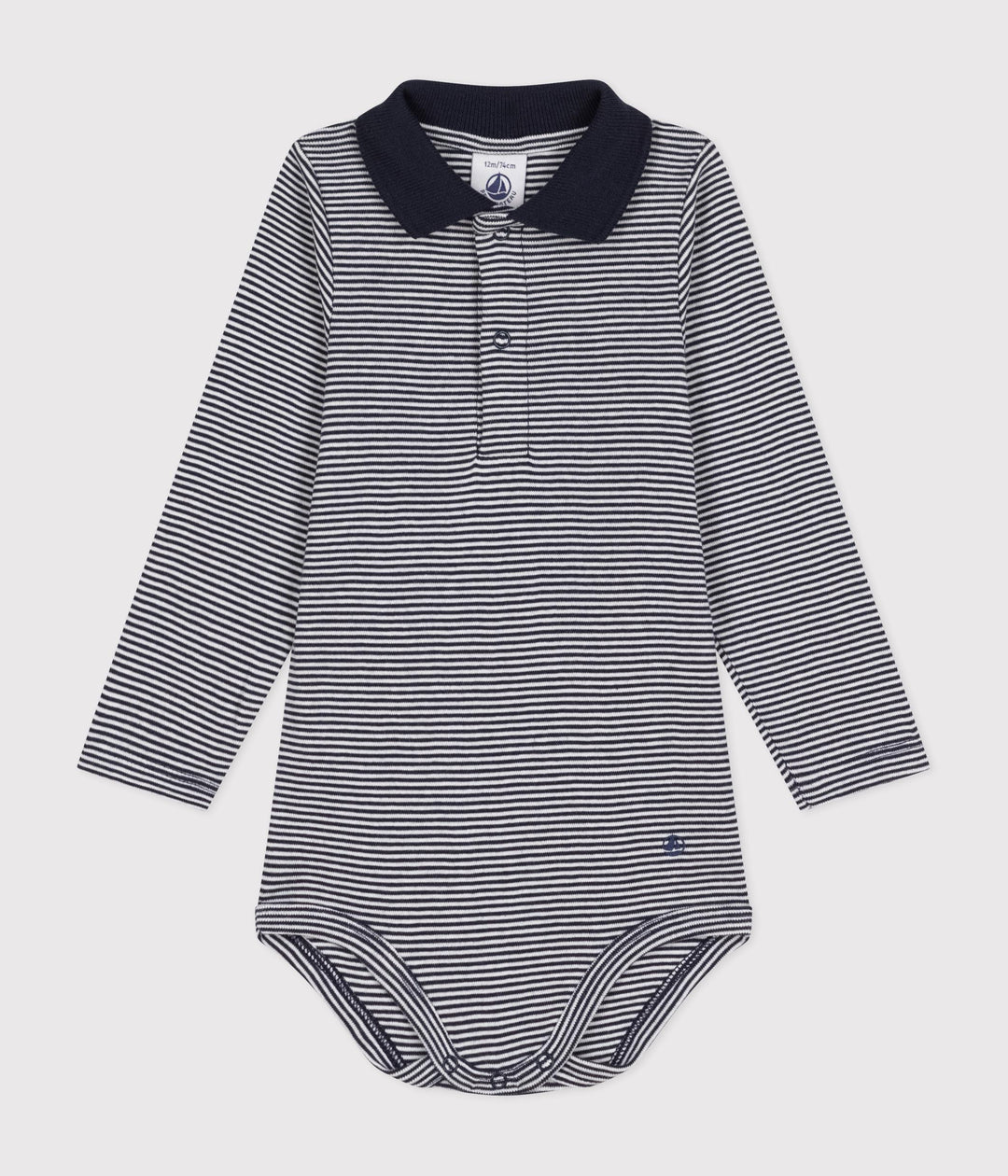 Body a righe a manica lunga a righe con colletto in cotone A0BQE 01 PETIT BATEAU 