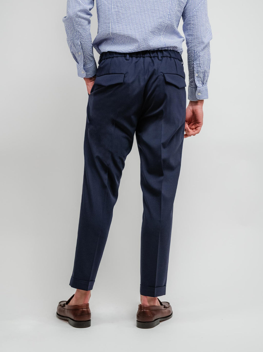 PANTALONE IN COTONE CON COULISSE BLU NAVY