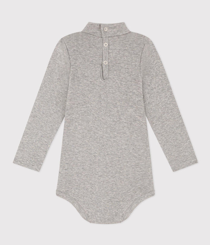 BODY IN COTONE A MANICA LUNGA E COLLO ALTO GRIGIO A08QO 01 PETIT BATEAU 