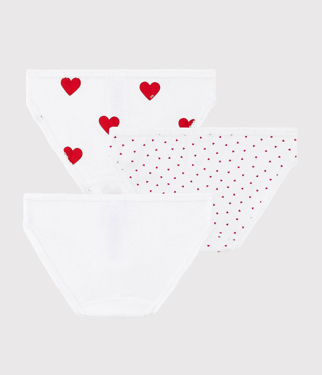CONFEZIONE DA 3 SLIP MOTIVO CUORE A00FP 00 PETIT BATEAU 