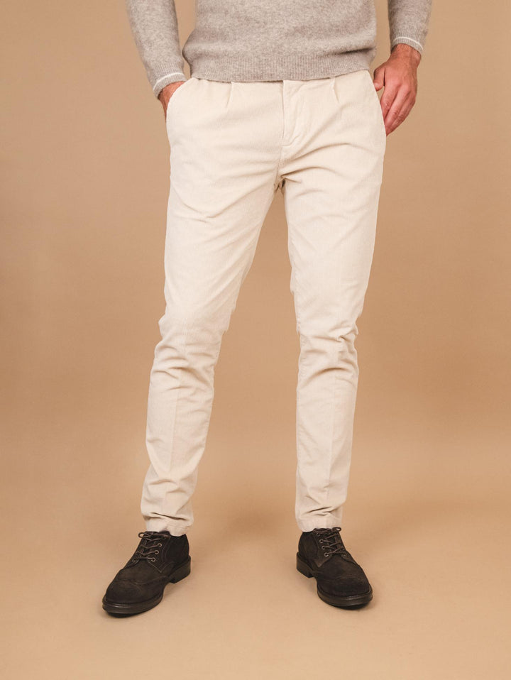 PANTALONE IN VELLUTO BEIGE CON TASCA A FILO T502/THI 011 NOLAB 