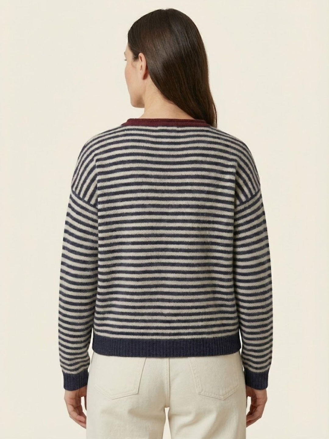 MAGLIA A RIGHE ANTRACITE 25866/C BORDEAUX ANDREA MORANDO 