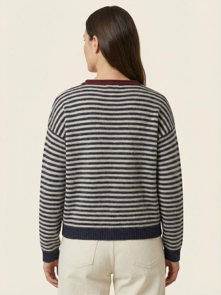 MAGLIA A RIGHE ANTRACITE 25866/C BORDEAUX ANDREA MORANDO 
