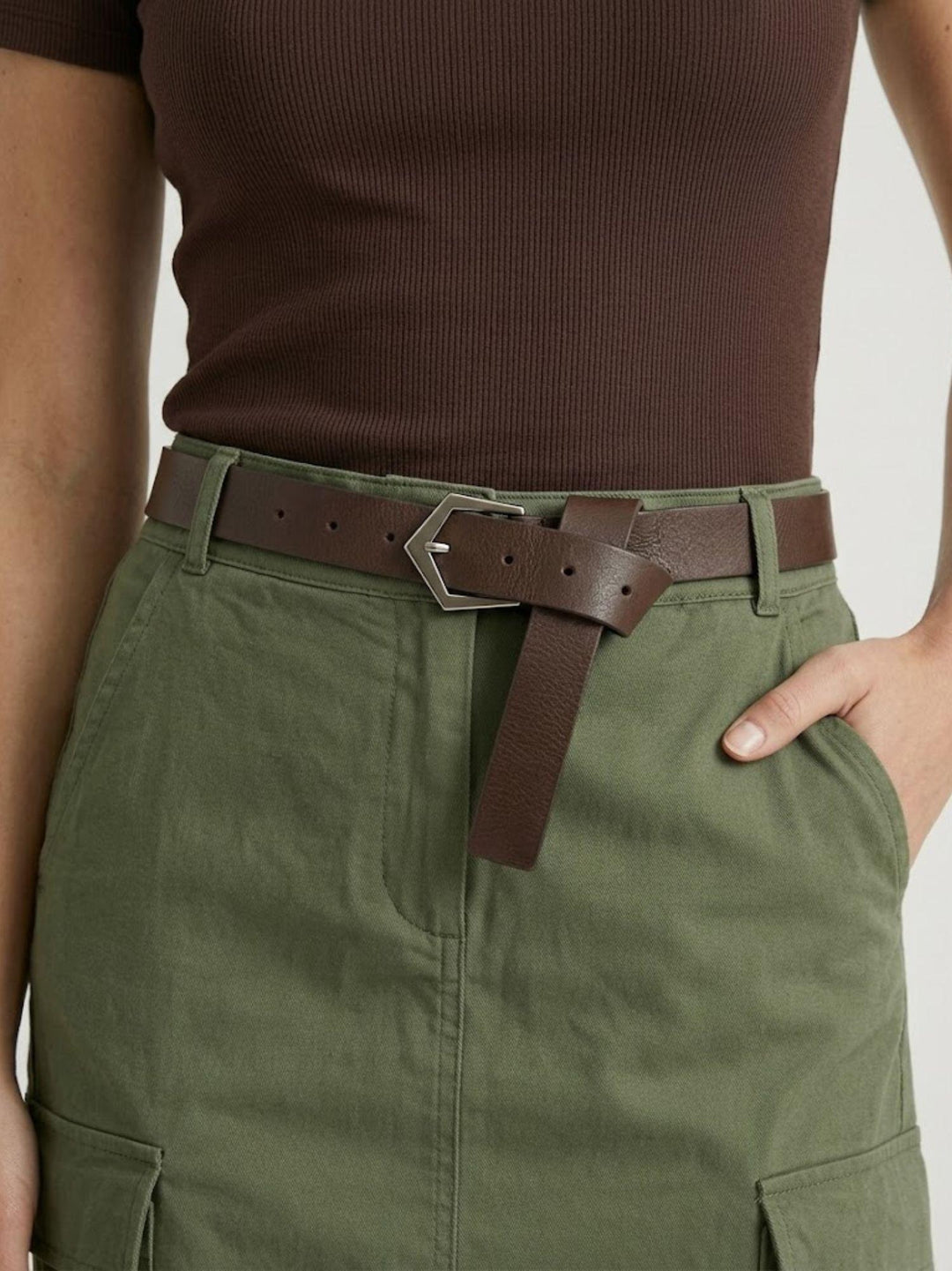 Gonna cargo midi in cotone verde militare 6105 VERDE ANDREA MORANDO 