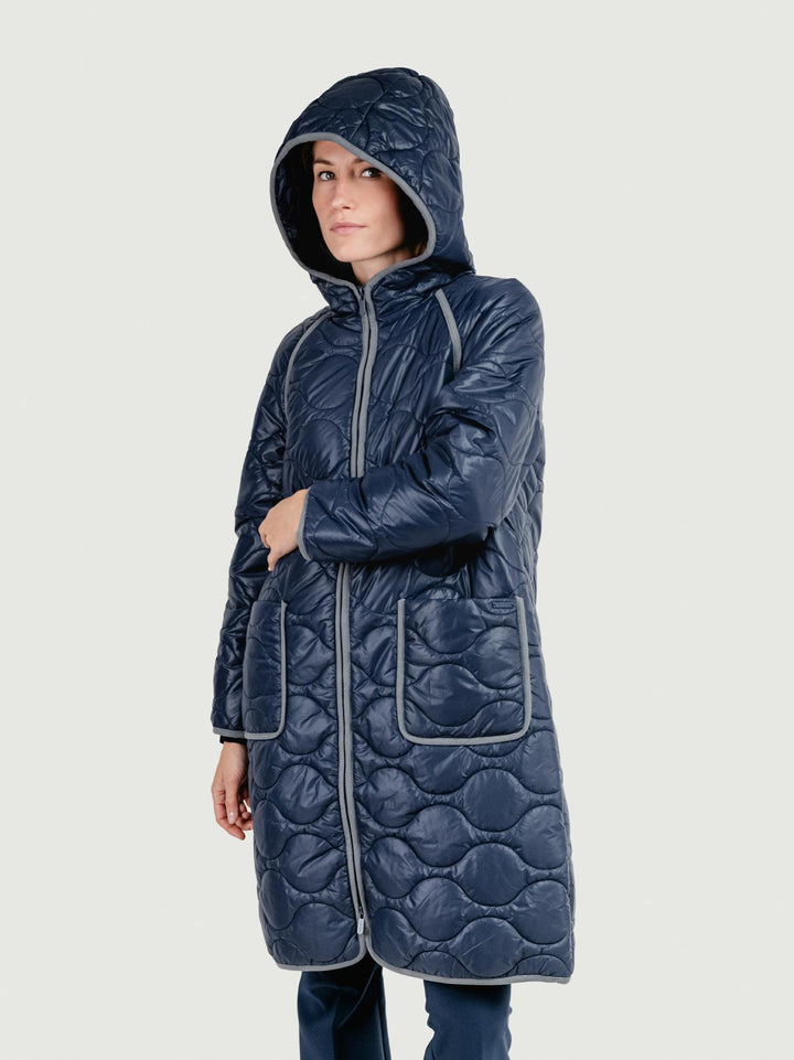 GIACCA A VENTO LUNGA TRAPUNTATA BLU 565NIGO421 51 ANDREA MORANDO 