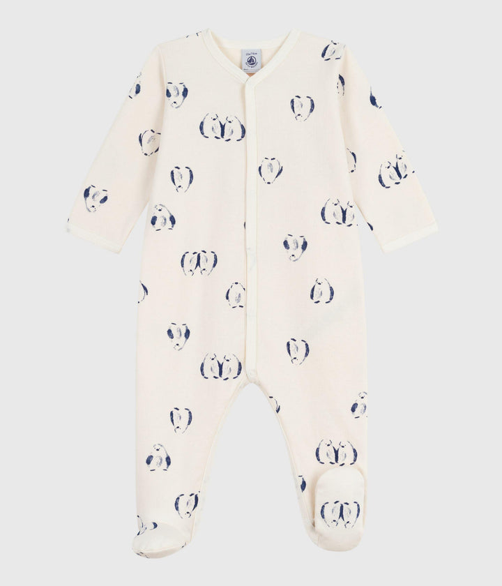 Pigiama in tessuto felpato spazzolato con stampa pinguini neonato A0DZW 01 PETIT BATEAU 