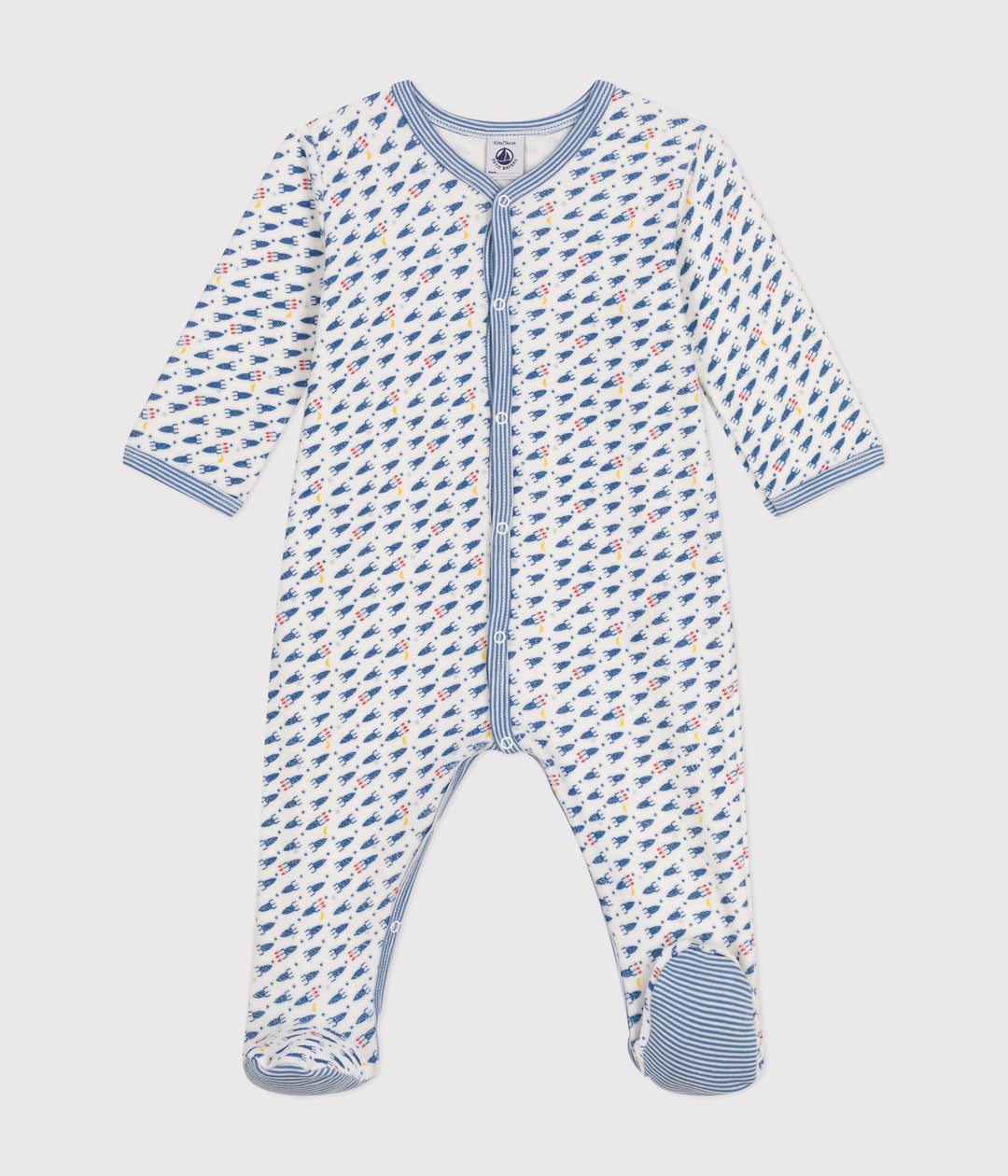 Pigiama bebè in velluto stampato con motivo razzi A0B1V 01 PETIT BATEAU 