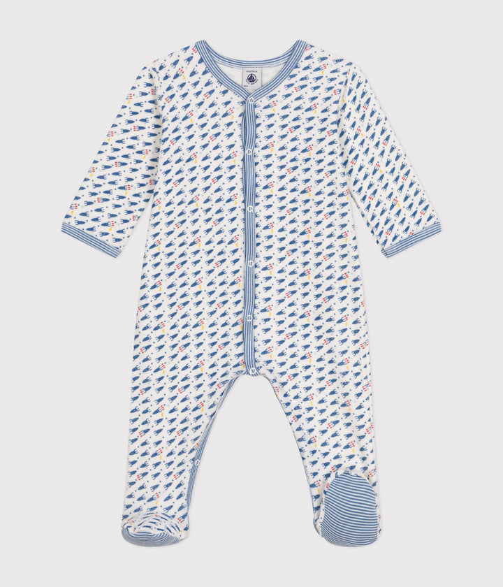 Pigiama bebè in velluto stampato con motivo razzi A0B1V 01 PETIT BATEAU 