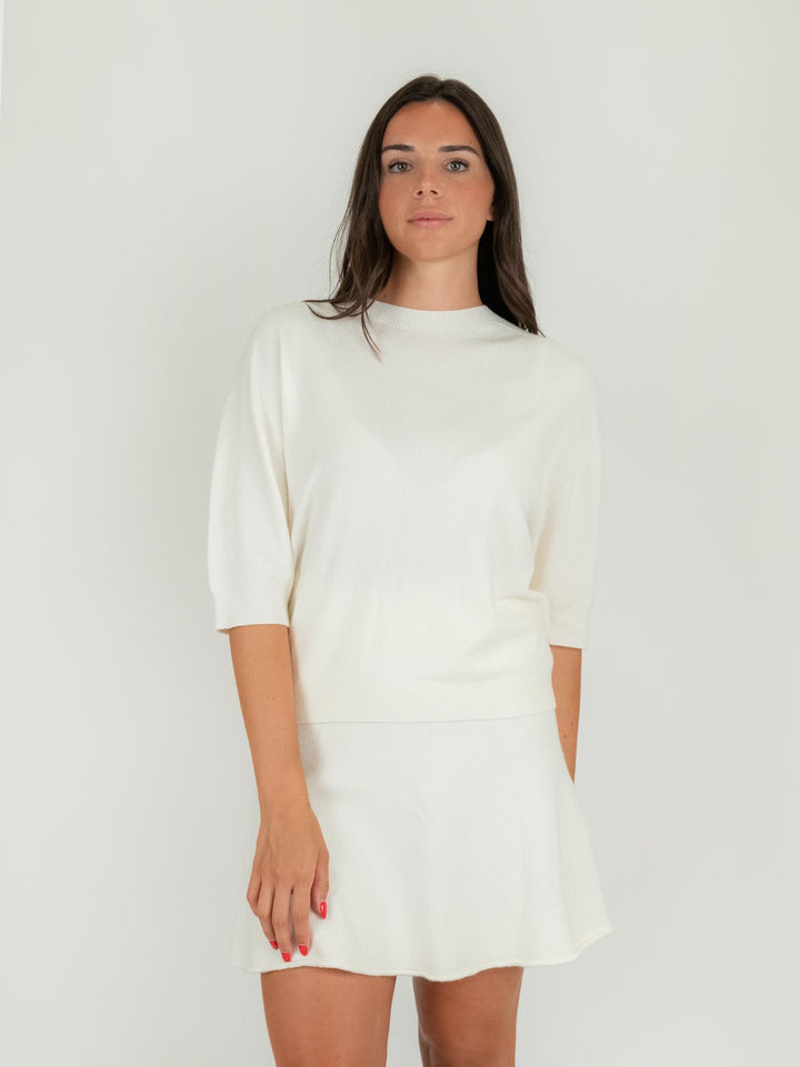 MINI GONNA IN MAGLIA PANNA