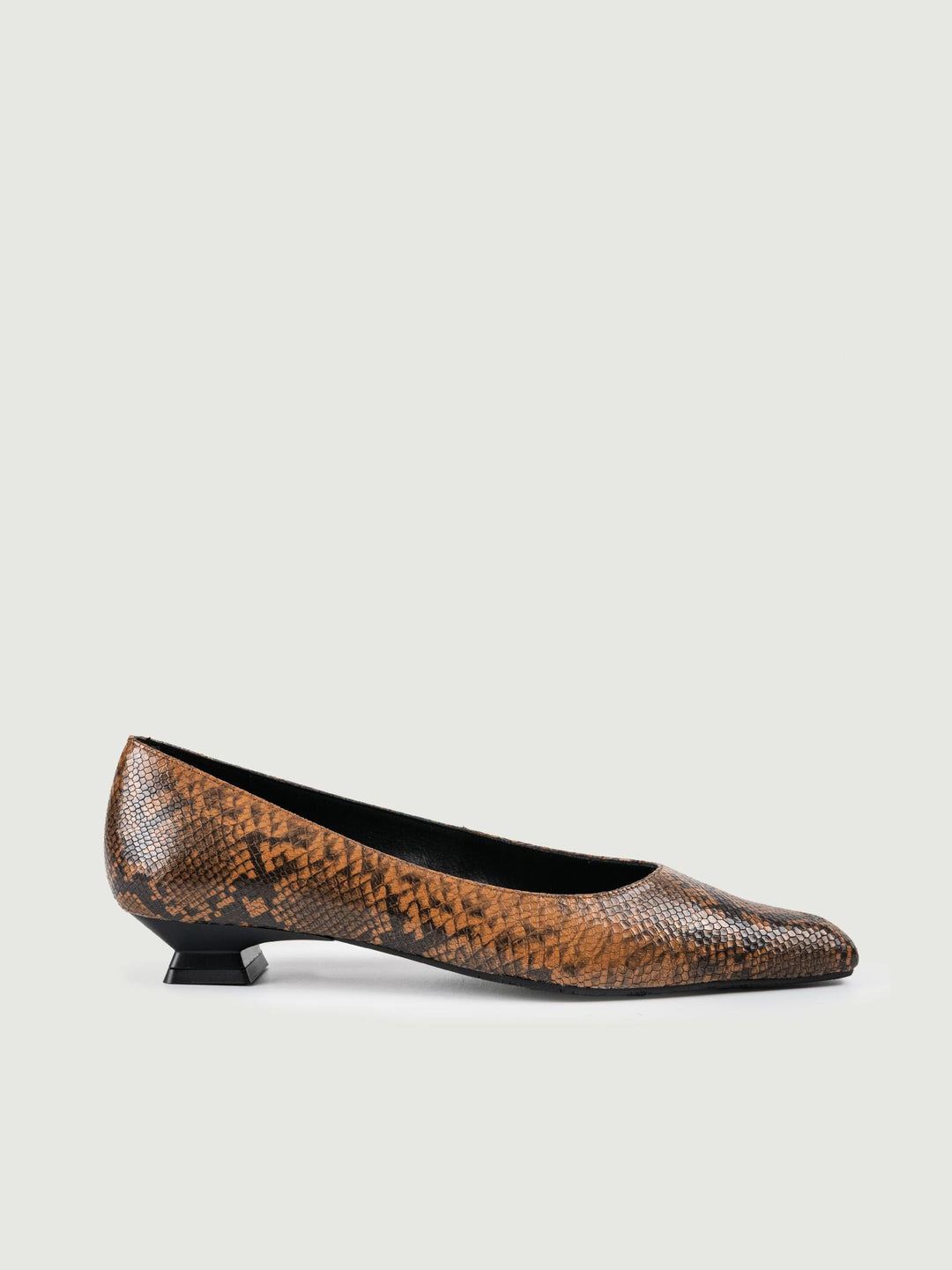 BALLERINA IN PELLE STAMPA PITONE 5555 CUOIO LODI 