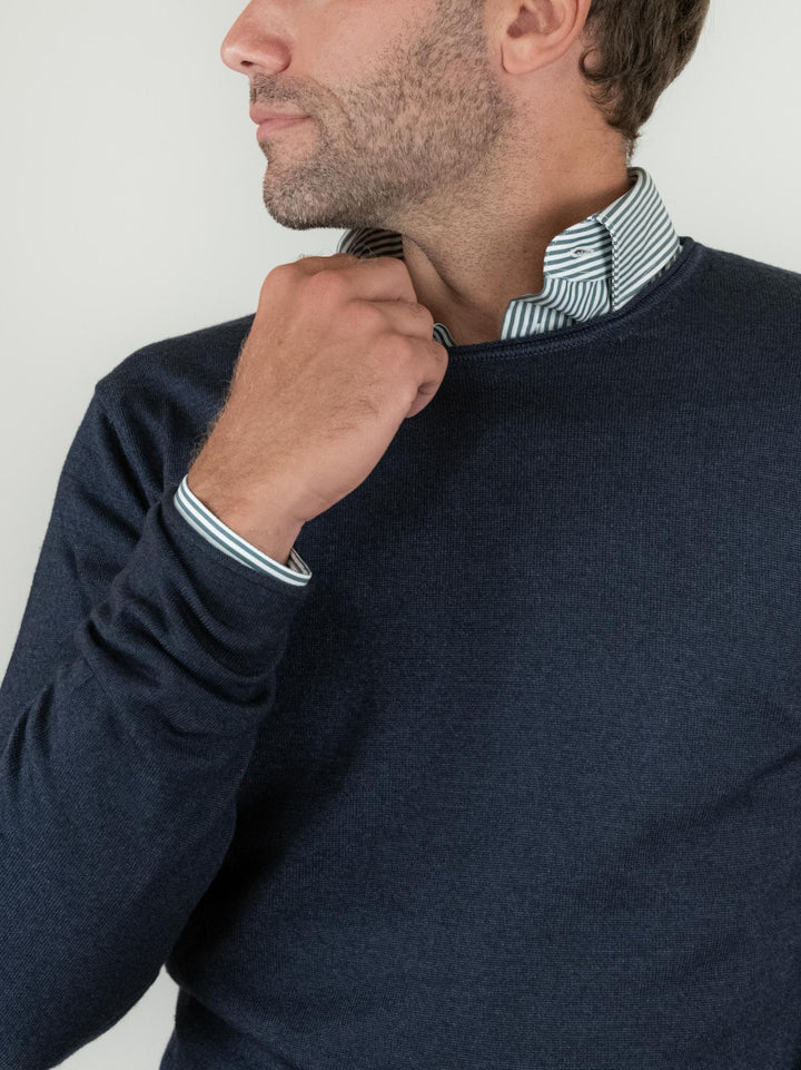 MAGLIA GIROCOLLO IN LANA MERINO BLU 0008 24 FIESOLI DANIELE 