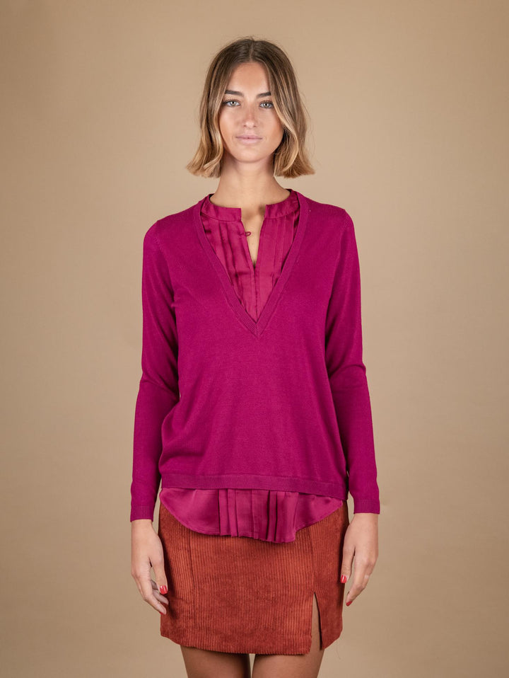 MAGLIA CAMICIA 2 IN 1 PORPORA 2351011 016 ANDREA MORANDO 
