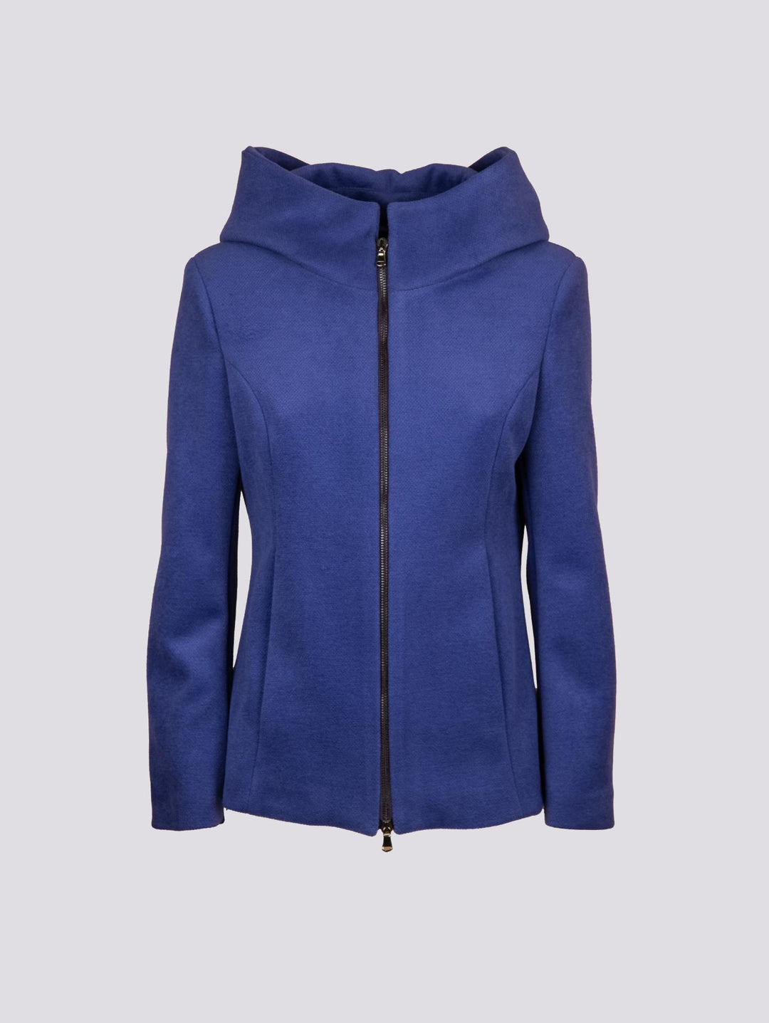 Giacca con zip e collo ampio in panno bluette 9416CDH 488 ANDREA MORANDO 