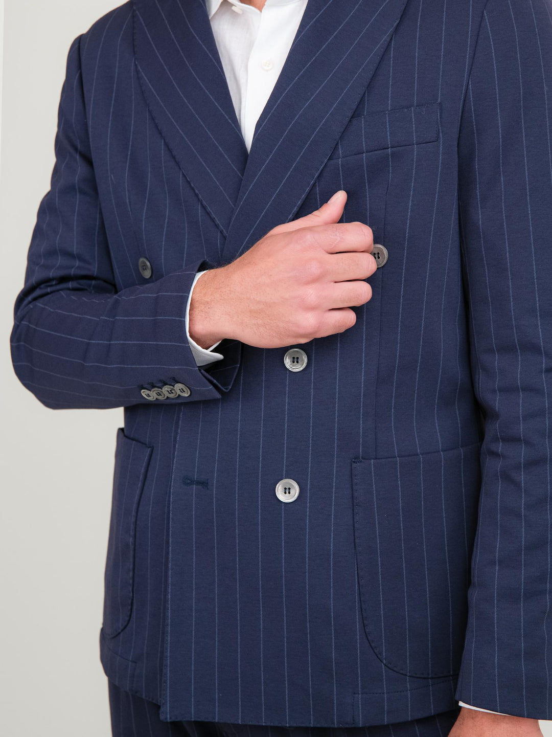 BLAZER IN COTONE GESSATO  BLU NAVY OF1S2S4G019M 174 ANDREA MORANDO 