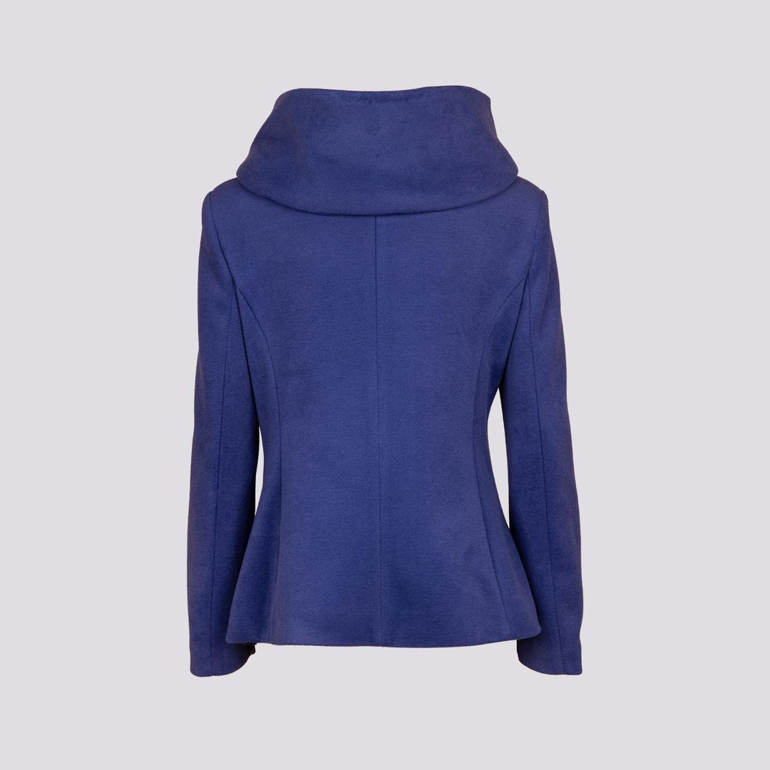 Giacca con zip e collo ampio in panno bluette 9416CDH 488 ANDREA MORANDO 