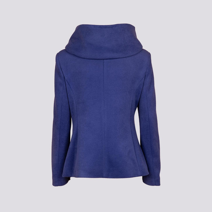 Giacca con zip e collo ampio in panno bluette 9416CDH 488 ANDREA MORANDO 