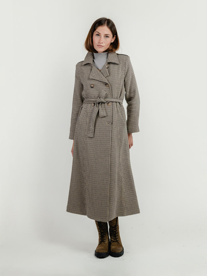CAPPOTTO DOPPIOPETTO PIED DE POULE BEIGE 9931 PIED DE POULE ANDREA MORANDO 