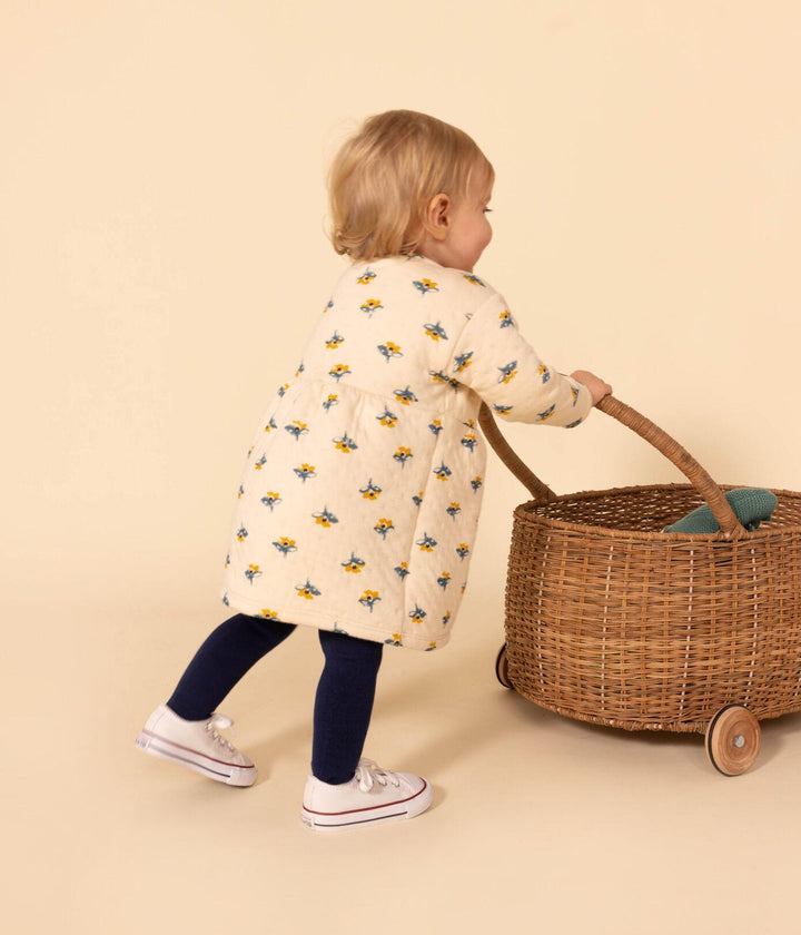 ABITO A MANICHE LUNGHE IN TUBIQUE TRAPUNTATO CON STAMPA A08C0 01 PETIT BATEAU 