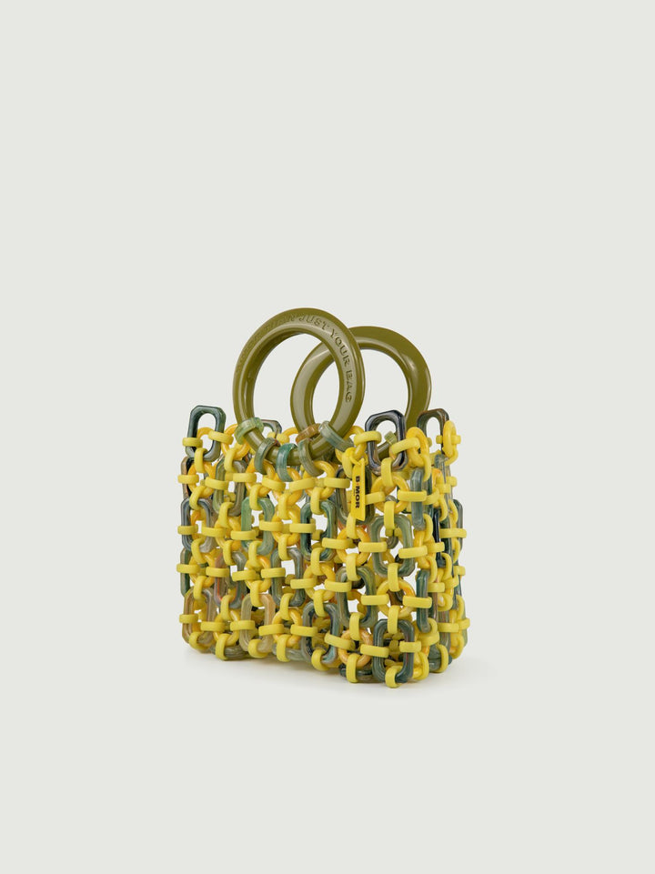 BORSA CON MANICI DOLL IN RESINA MULTICOLOR LIME