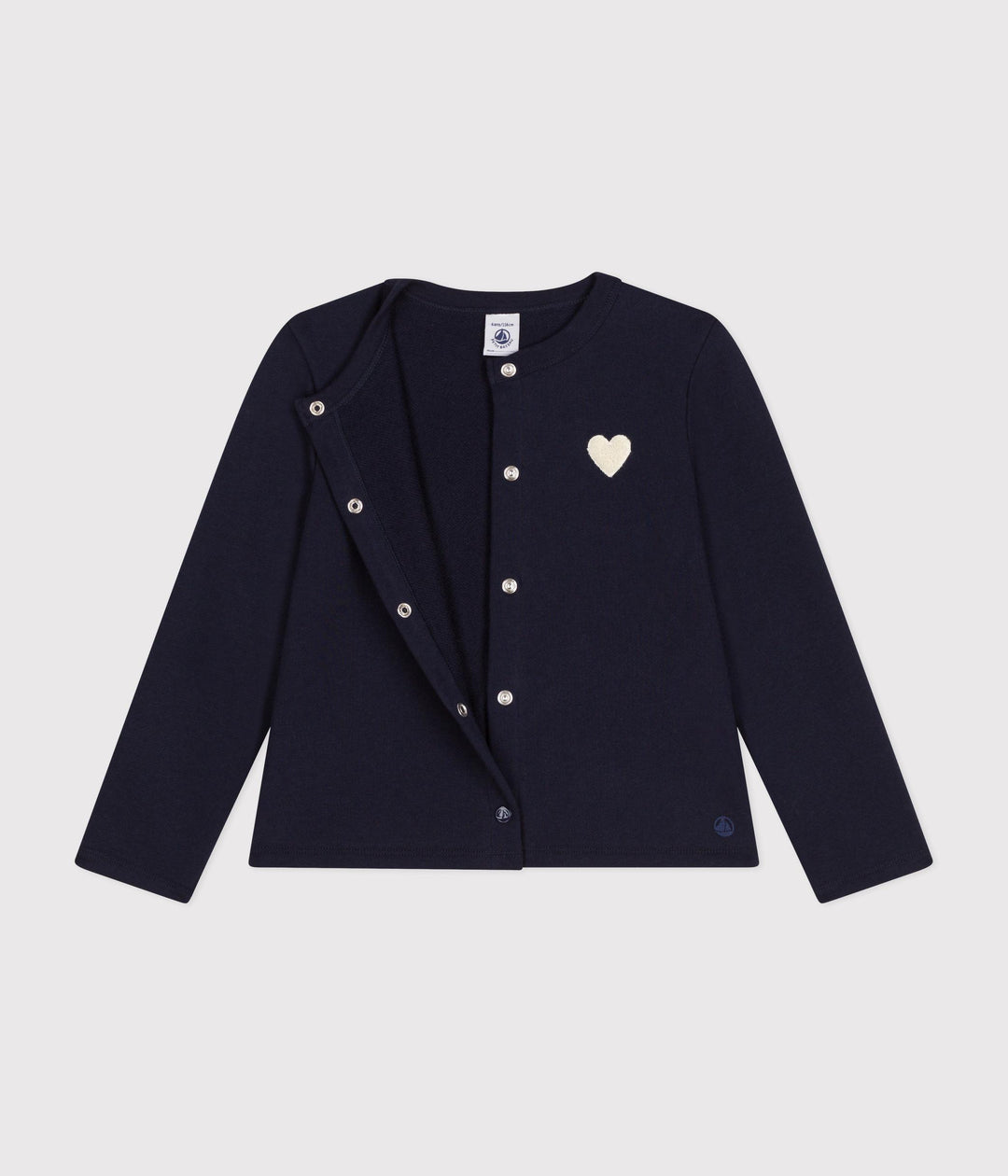 Cardigan blu in tessuto felpato bambina A0BEQ 04 PETIT BATEAU 