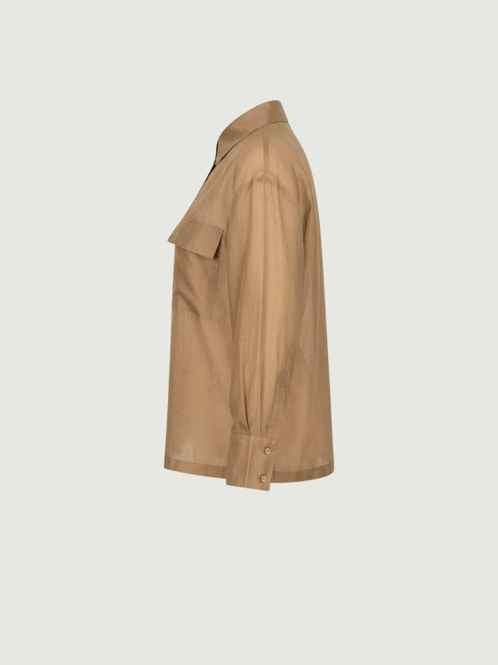 Camicia velata cacao con bottoni dorati B9857 CACAO ANDREA MORANDO 