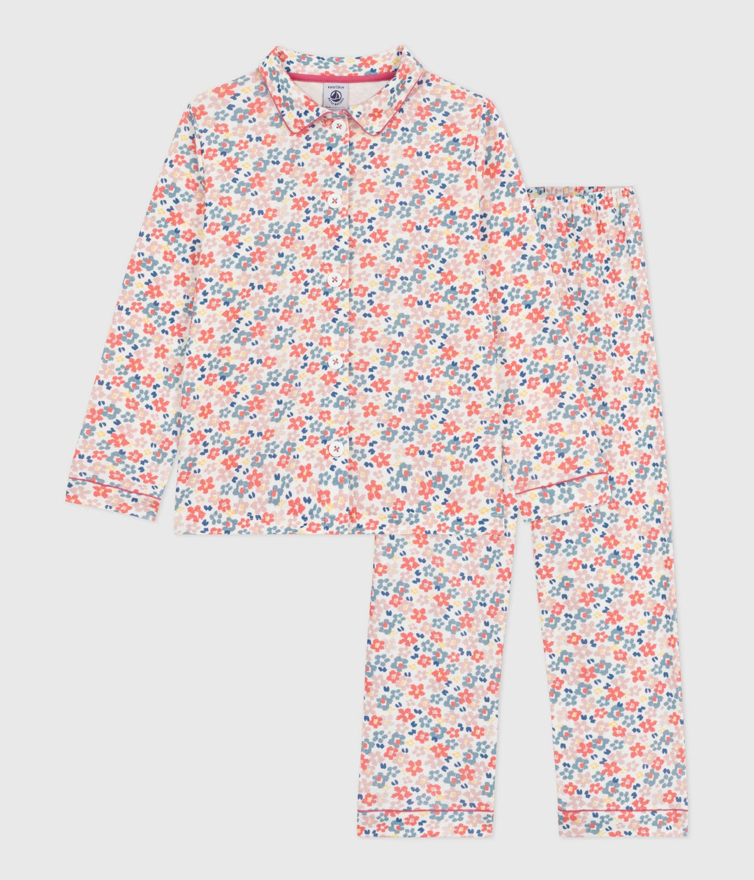 Pigiama bambino in cotone con stampa fiori A0DRU 01 PETIT BATEAU 