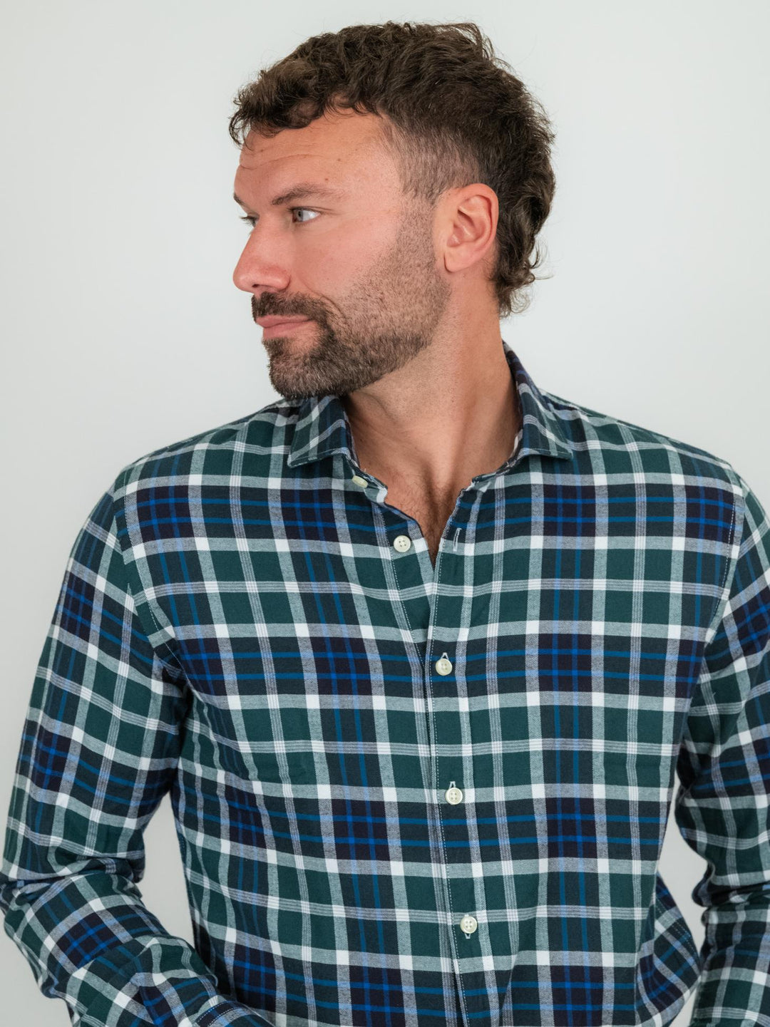 CAMICIA base verde in flanella di cotone a quadri BU25W02CAFLA810 300 ANDREA MORANDO 