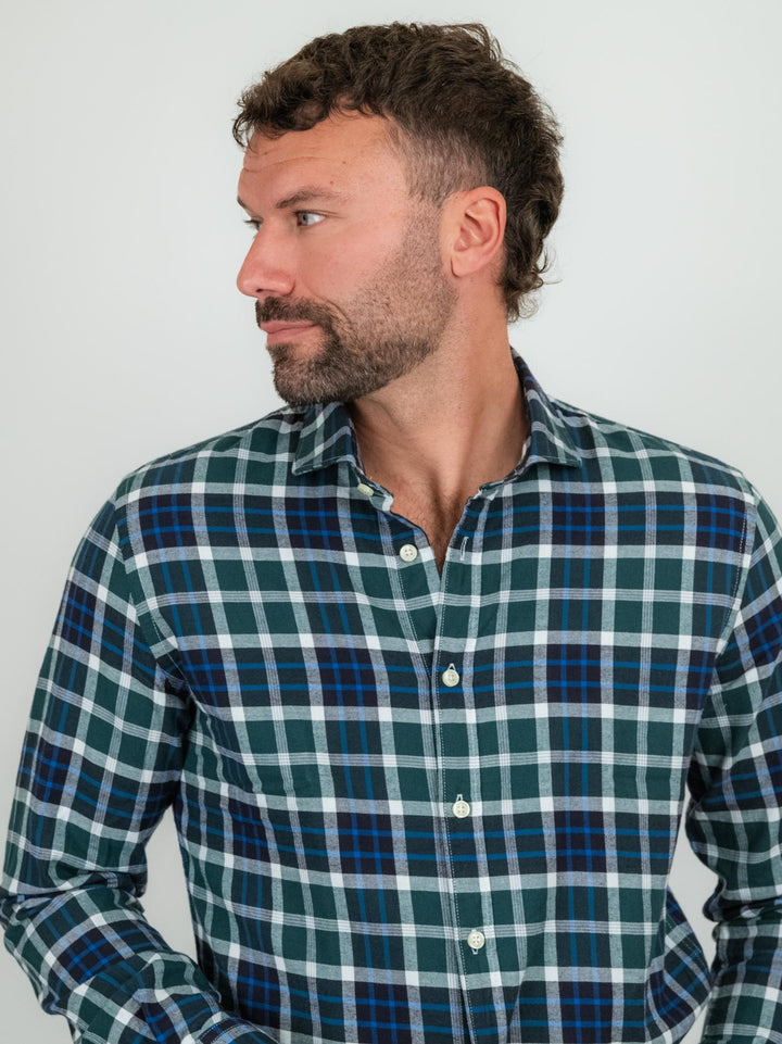 CAMICIA base verde in flanella di cotone a quadri BU25W02CAFLA810 300 ANDREA MORANDO 