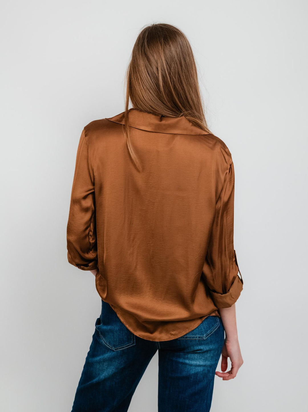 CAMICIA IN RASO TABACCO