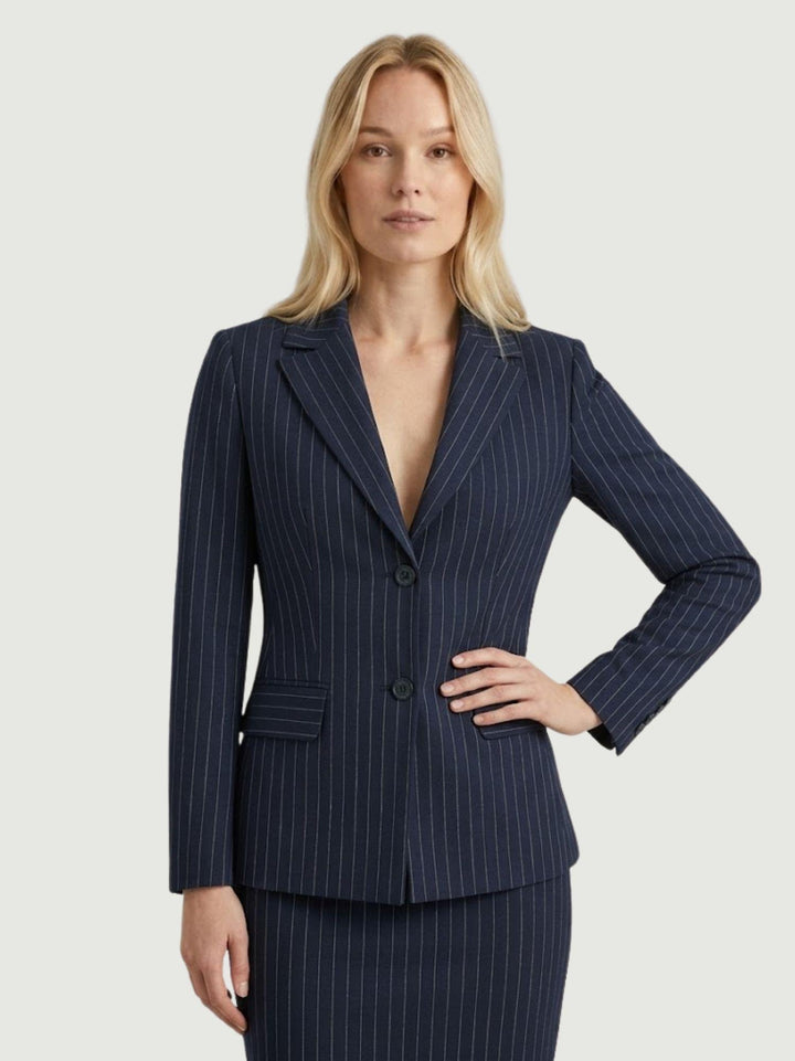 Blazer gessato con linea sagomata navy 3914 BLU ANDREA MORANDO 