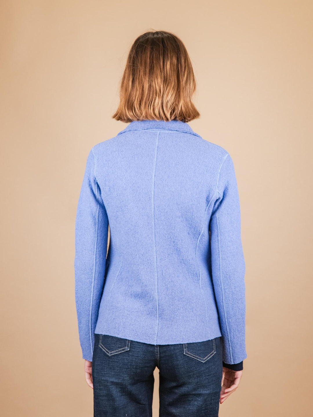 GIACCA SFODERATA IN LANA COTTA AZZURRA 2371574 082 ANDREA MORANDO 
