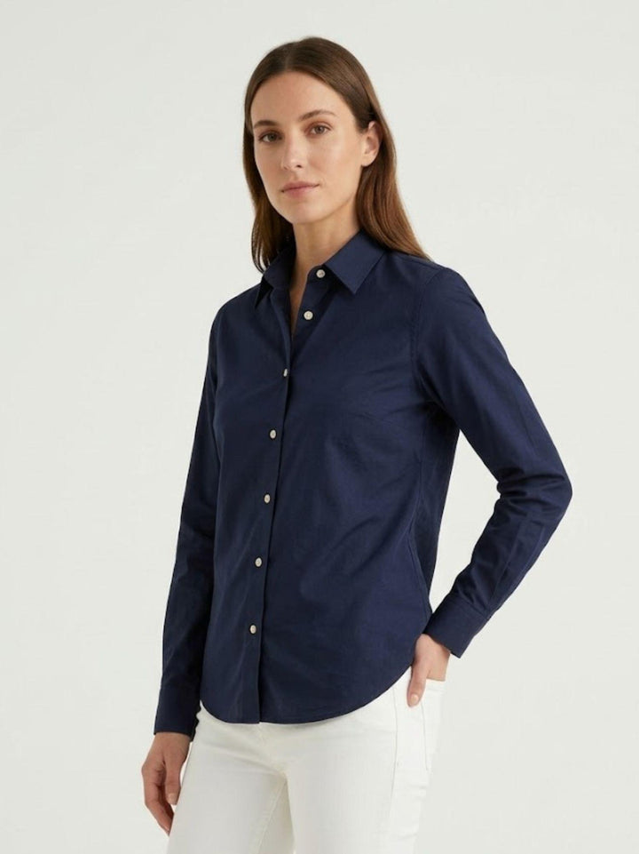 Camicia con bottoni madreperla in cotone navy RUBINO BLU ANDREA MORANDO 