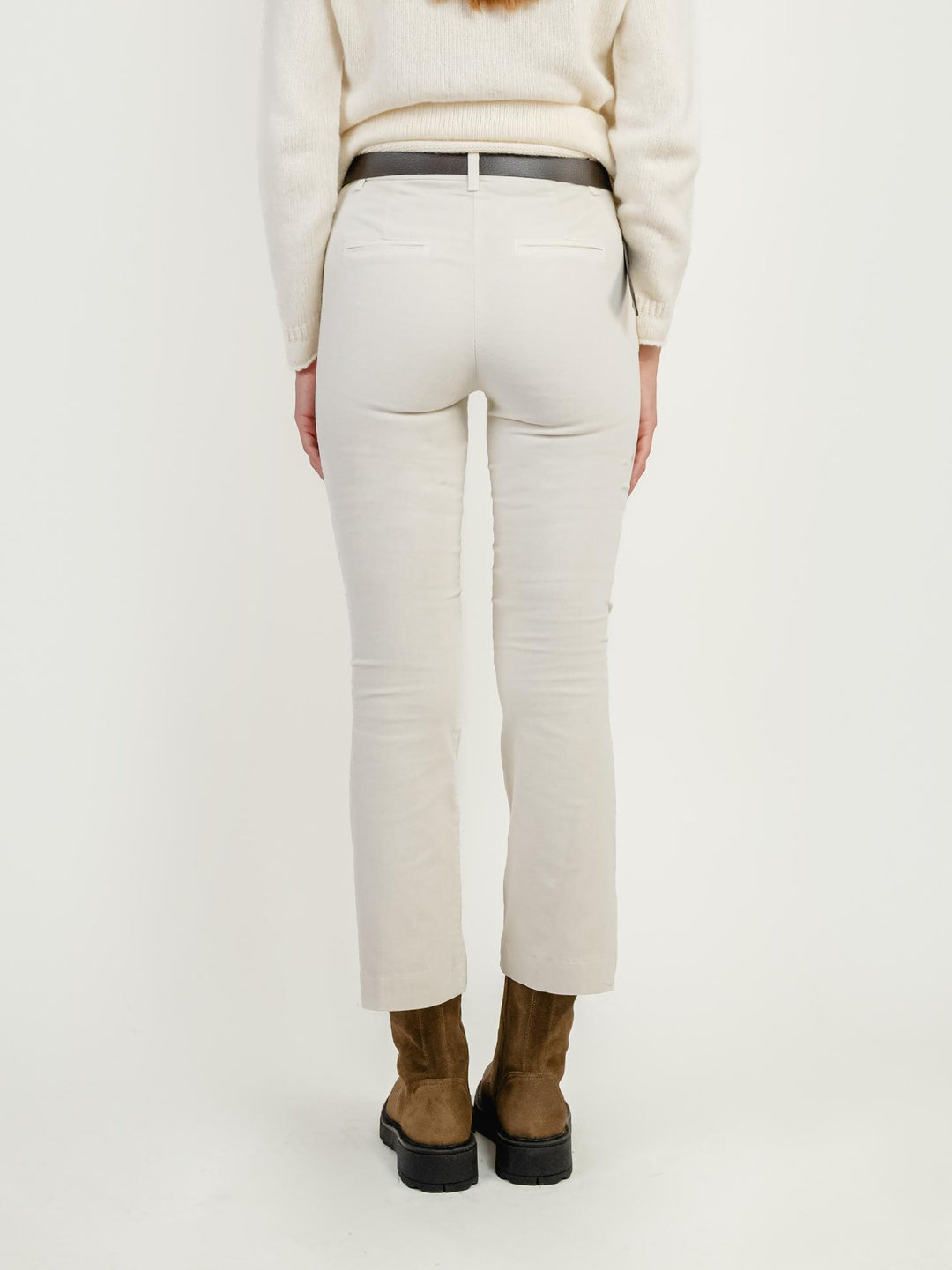 PANTALONE A TROMBETTA PANNA IN VELLUTO 824W21 BURRO ANDREA MORANDO 