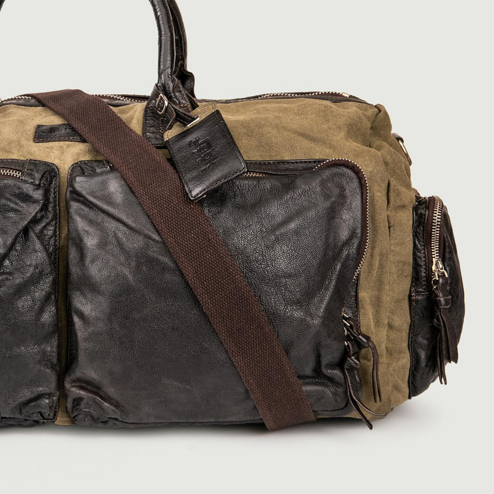 BORSONE VIAGGIO CON MANIGLIE E TASCHE IN PELLE BOARDING MIX 504 JACK LEATHER 